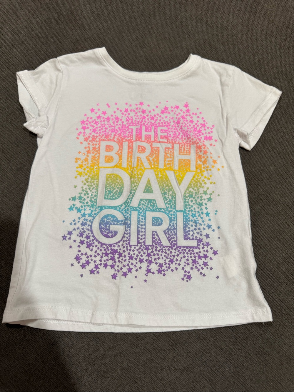 The Children's Place White Rainbow Starburst "Birthday Girl" Tee